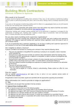 Building Work Contractors - Consumer and Business Services
