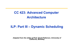 CC 423: Advanced Computer Architecture ILP: Part III &ndash; Dynamic