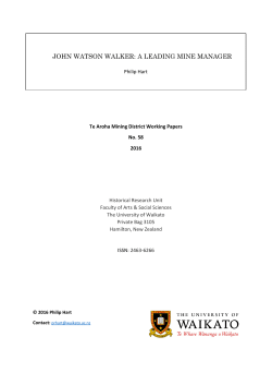 JOHN WATSON WALKER: A LEADING MINE MANAGER