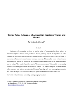 Testing Value Relevance of Accounting Earnings: Theory and Method