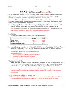 CO2 Activity Worksheet Answer Key