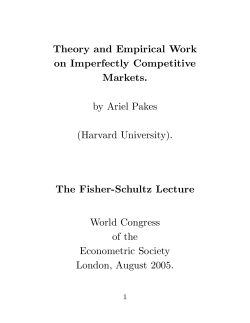 Theory and Empirical Work on Imperfectly Competitive Markets. by