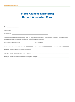 Blood Glucose Monitoring Patient Admission Form