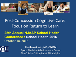 Post-Concussion Cognitive Care: Focus on Return to Learn