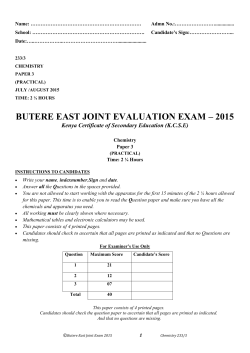 BUTERE EAST JOINT EVALUATION EXAM – 2015
