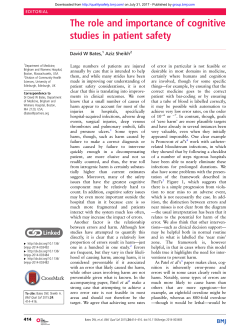The role and importance of cognitive studies in patient safety