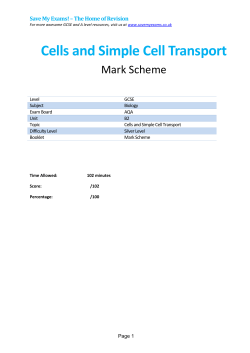 Cells and Simple Cell Transport