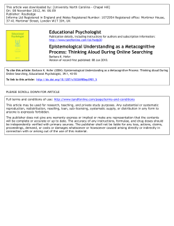 Epistemological Understanding as a Metacognitive Process