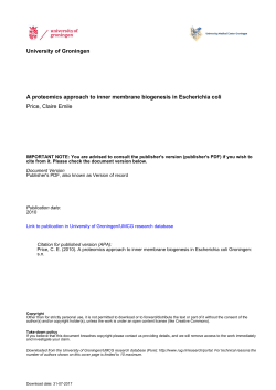 University of Groningen A proteomics approach to inner membrane