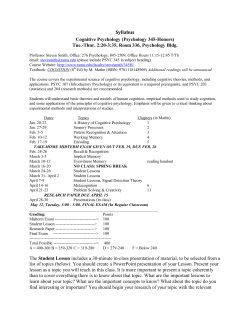 Syllabus Cognitive Psychology (Psychology 345-Honors) Tue.
