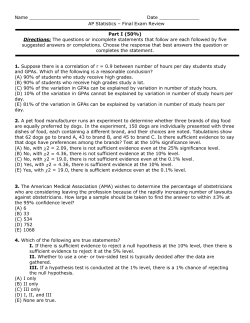 Name Date AP Statistics &ndash; Final Exam Review Part I (50