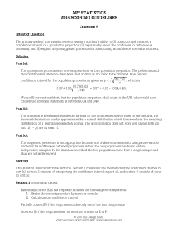 AP Statistics Student Sample (2016) &ndash; Question 5