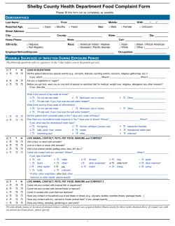 Shelby County Health Department Food Complaint Form