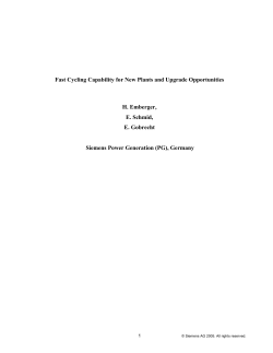 Fast Cycling Capability for New Plants and Upgrade