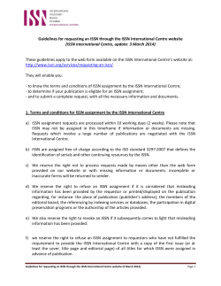 Guidelines for requesting an ISSN through the ISSN International
