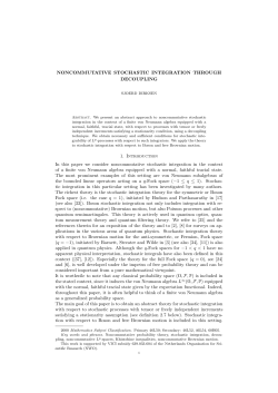 NONCOMMUTATIVE STOCHASTIC INTEGRATION THROUGH