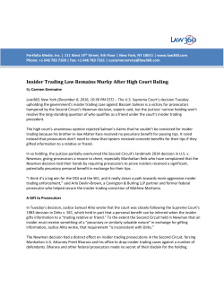 Insider Trading Law Remains Murky After High Court Ruling