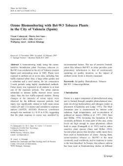 Ozone Biomonitoring with Bel-W3 Tobacco Plants in the City of