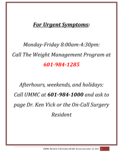 Gastric sleeve surgery booklet - University of Mississippi Medical