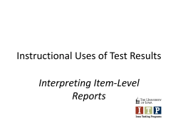 Interpreting Item-Level Reports Iowa Assessments