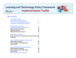 Learning and Technology Policy Framework (LTPF) Toolkit Overview