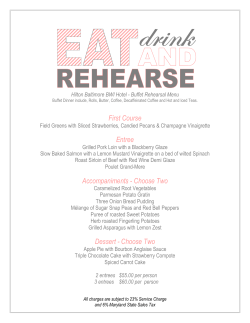 First Course Entree Accompaniments - Choose Two Dessert