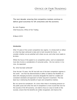 The next decade: ensuring that competitive markets continue to
