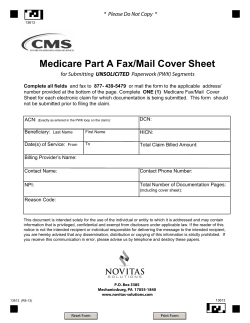 Medicare Part A Fax/Mail Cover Sheet