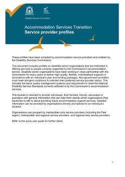 Accommodation services transition &ndash; service provider profiles