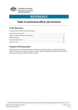 Table of authorised officer job functions