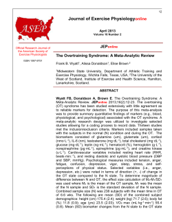 JEPonline The Overtraining Syndrome: A Meta