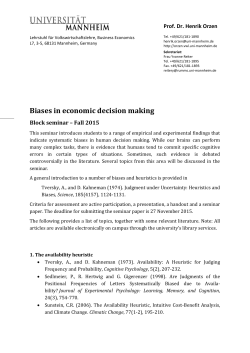 Biases in economic decision making - Henrik Orzen