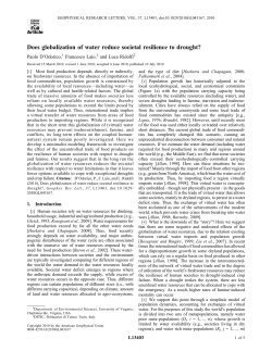 Does globalization of water reduce societal resilience to drought?