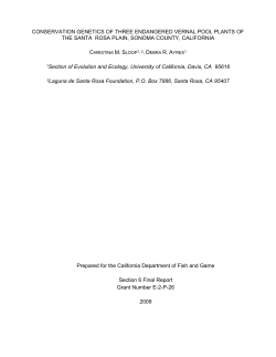 Conservation Genetics of Three Endangered Vernal Pool Plants of