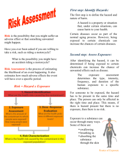 First step: Identify Hazards: Second step: Assess Exposure: Risk