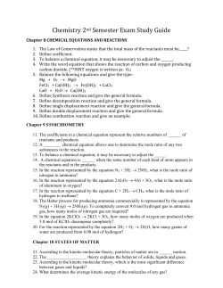 Chemistry 2nd Semester Exam Study Guide Chapter 8 CHEMICAL