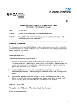 GM Outcomes - Greater Manchester Health and Social Care