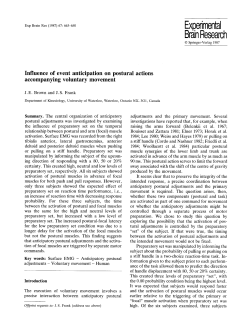 Influence of event anticipation on postural actions - Research