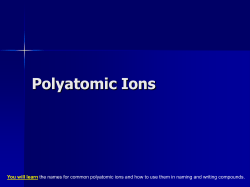 Polyatomic Ions - Blue Valley Schools