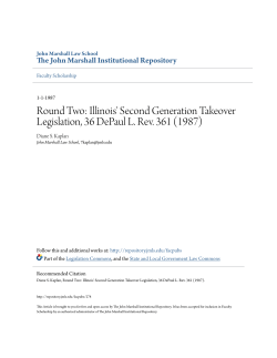 Round Two: Illinois` Second Generation Takeover Legislation, 36