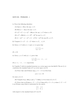 MATH 555 : PROBLEMS - 1 1. Prove the following identities