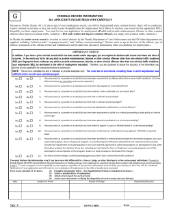 CRIMINAL RECORD INFORMATION ALL APPLICANTS PLEASE