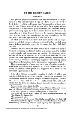 on the hilbert matrix1 - American Mathematical Society