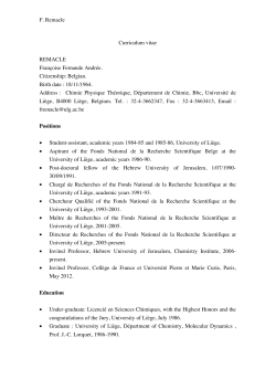 F. Remacle Curriculum vitae REMACLE Fran&ccedil;oise Fernande