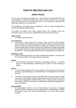 Event rules - Tour of New Zealand