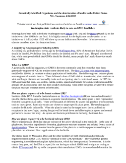 Genetically Modified Organisms and the deterioration of health in