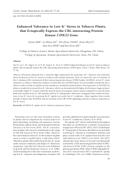 Enhanced Tolerance to Low-K+ Stress in Tobacco Plants, that