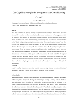 Can Cognitive Strategies be Incorporated in a Critical