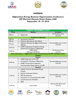 AGENDA Afghanistan Energy Business Opportunities Conference