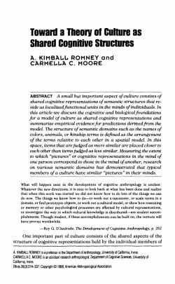 Toward a Theory of Culture as Shared Cognitive Structures